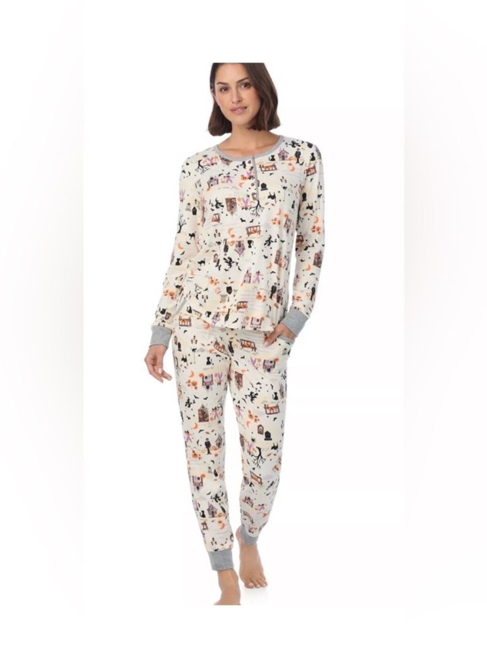 Cuddl Duds® Halloween Cozy Long Sleeve Henley Top and Pajama Bottoms Set NWT